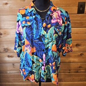 Tropical Hawaiian Vintage Button Up Shirt Vintage Judy Knapp Large